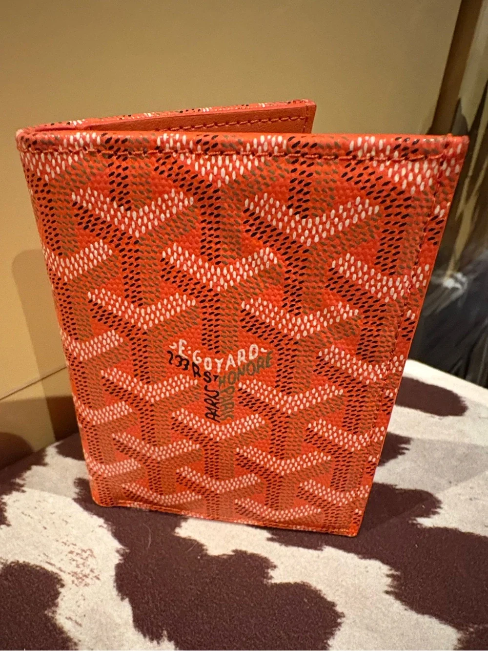 Goyard Orange Saint Sulpice Card Wallet / Slim Bifold Card Holder Made in France